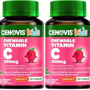 Cenovis Kids Chewable Vitamin C 250mg (Strawberry) 150 Tablets - Supports Healthy Immune System Function in Children - Helps Prevent Vitamin C Deficiency in Children & Maintains...