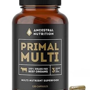 Grass Fed Beef Organs Capsules | Natural Iron Supplement for Men, Women | Immunity and Body Wellness | 100% Hormone, Antibiotic & GMO Free - Ancestral Nutrition Primal Multi -...