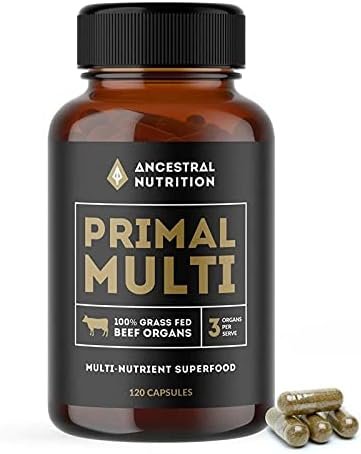 Grass Fed Beef Organs Capsules | Natural Iron Supplement for Men, Women | Immunity and Body Wellness | 100% Hormone, Antibiotic & GMO Free - Ancestral Nutrition Primal Multi -...