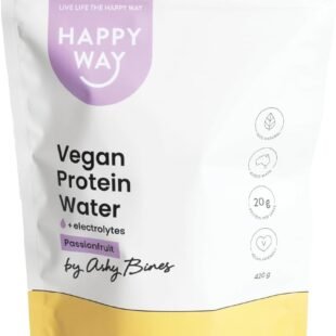HAPPY WAY Ashy Bines Passionfruit Vegan Protein Water Powder - 420g | Refreshing Tropical Vibe Flavour | Supports Toning & Muscle Recovery | Ideal for Shakes, Smoothies &...