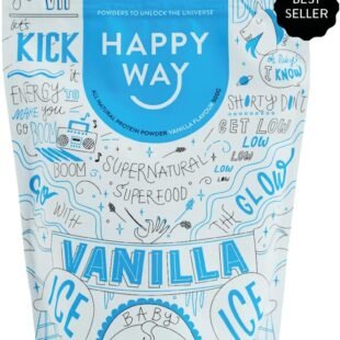 HAPPY WAY Vanilla Whey Protein Powder - 1kg | Smooth Vanilla Essence | Supports Toning & Muscle Recovery | Ideal for Shakes, Smoothies & Healthy Recipes