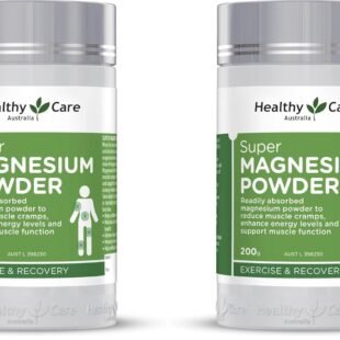 Healthy Care Super Magnesium Raspberry Powder - Supports Muscle Function and Boosts Energy Levels - All Natural Ingredients - 200 g (Pack of 2)