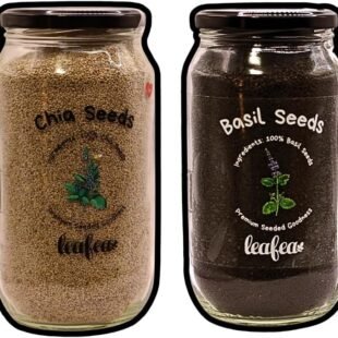 Leafea Super Seeds Duo Pack – Basil Seeds & Chia Seeds 🫙 | Plant-Based 🌱 | Rich in Fibre, Omega-3 & Antioxidants 💪 | Vegan 🥗 | Gluten-Free 🌾❌ | Keto-Friendly 🥑 | Ideal for...