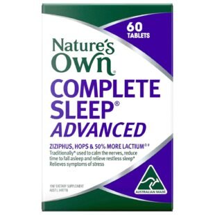 Nature's Own Complete Sleep Advanced for Stress Relief Tablets 60 - With Ziziphus, Hops, and Lactium - Traditionally used to Calm Nerves, Reduce Sleeplessness and Time Taken to...
