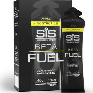 SIS Beta Fuel Dual Source Energy Gels - Isotonic Endurance Gel with Caffeine for Athletes & Runners - Apple Flavour Plus Nootropics, 60ml, Pack of 6