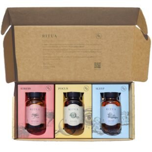Wellness Pack of 3 Supplements - Natural Sleep Aid, Stress Relief, and Nootropic Focus Supplements Blend | Reishi, Ashwagandha | Promotes Relaxation, Mental Focus & Sleep